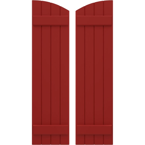 Ekena Millwork Americraft 4-Board (2 Batten) Wood Joined Board-n-Batten Shutters w/Ellipt Top, ARW101BE414X77BRH, PR ARW101BE414X77BRH - main